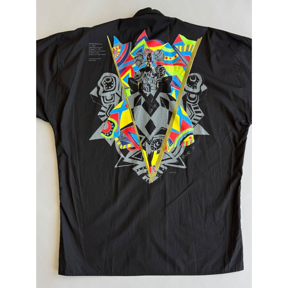 Vintage Versace Jeans Couture Shirt M 90s Bejart Ballet 1989 Medusa Black